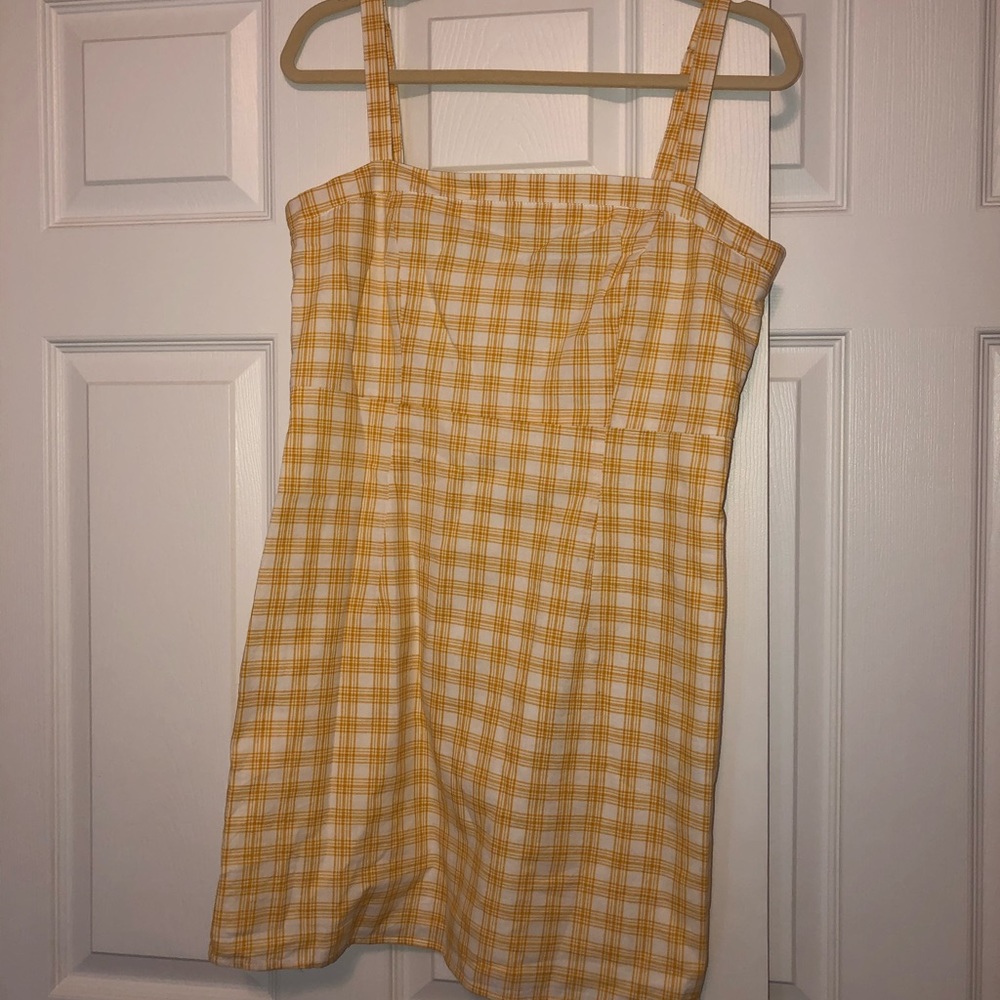 Yellow plaid shift dress - Picture 2 of 4